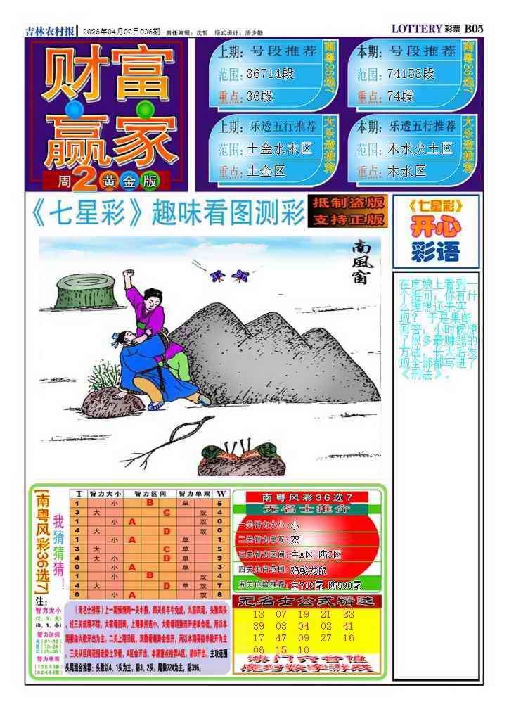 036期财富赢家（七星彩）[图]