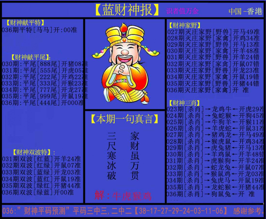036期蓝财神[图]